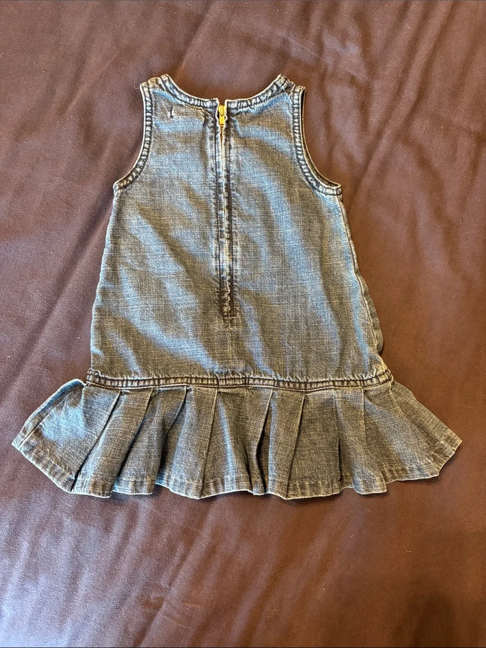 Ralph Lauren Blue Denim Sleeveless Pleated Hem Dress